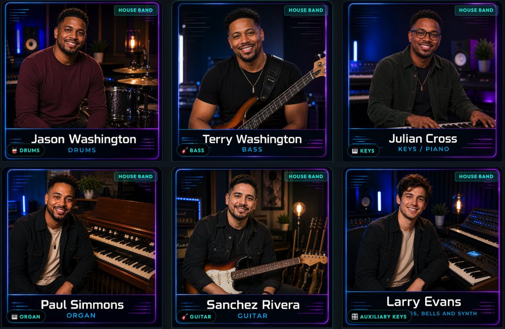 The seven musicians of the VWB House Band